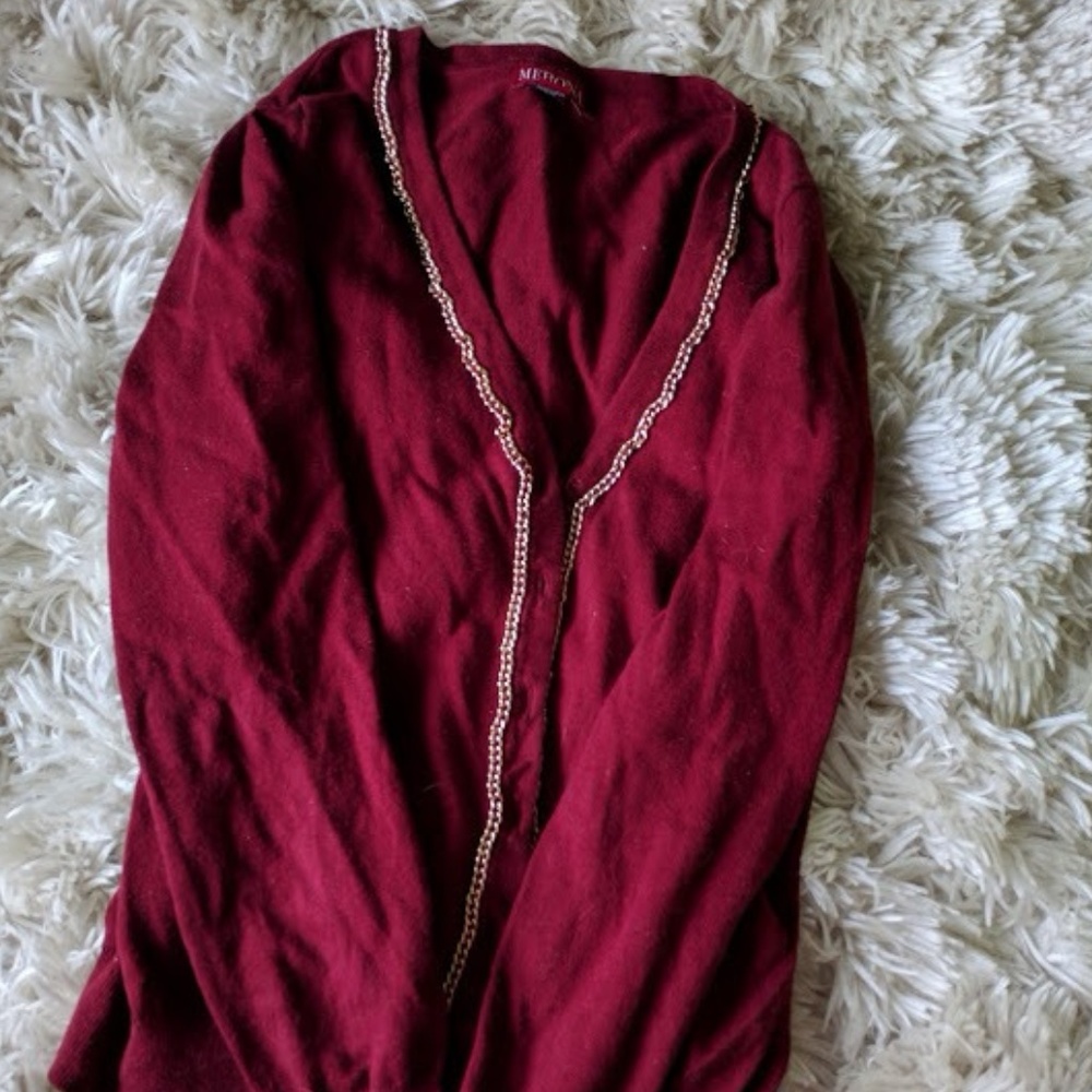 Cardigan with gold chain accent